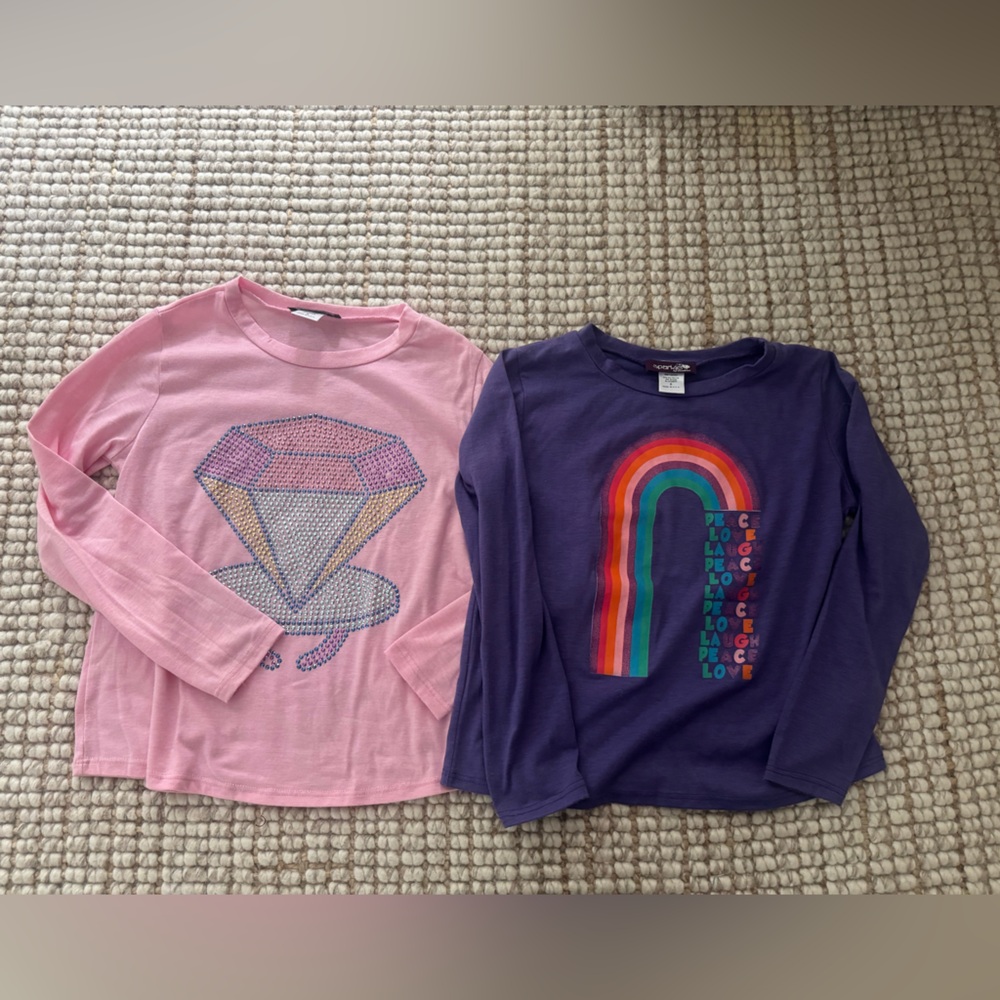 Sparkle Long Sleeve Kids Tees - Pink and Purple